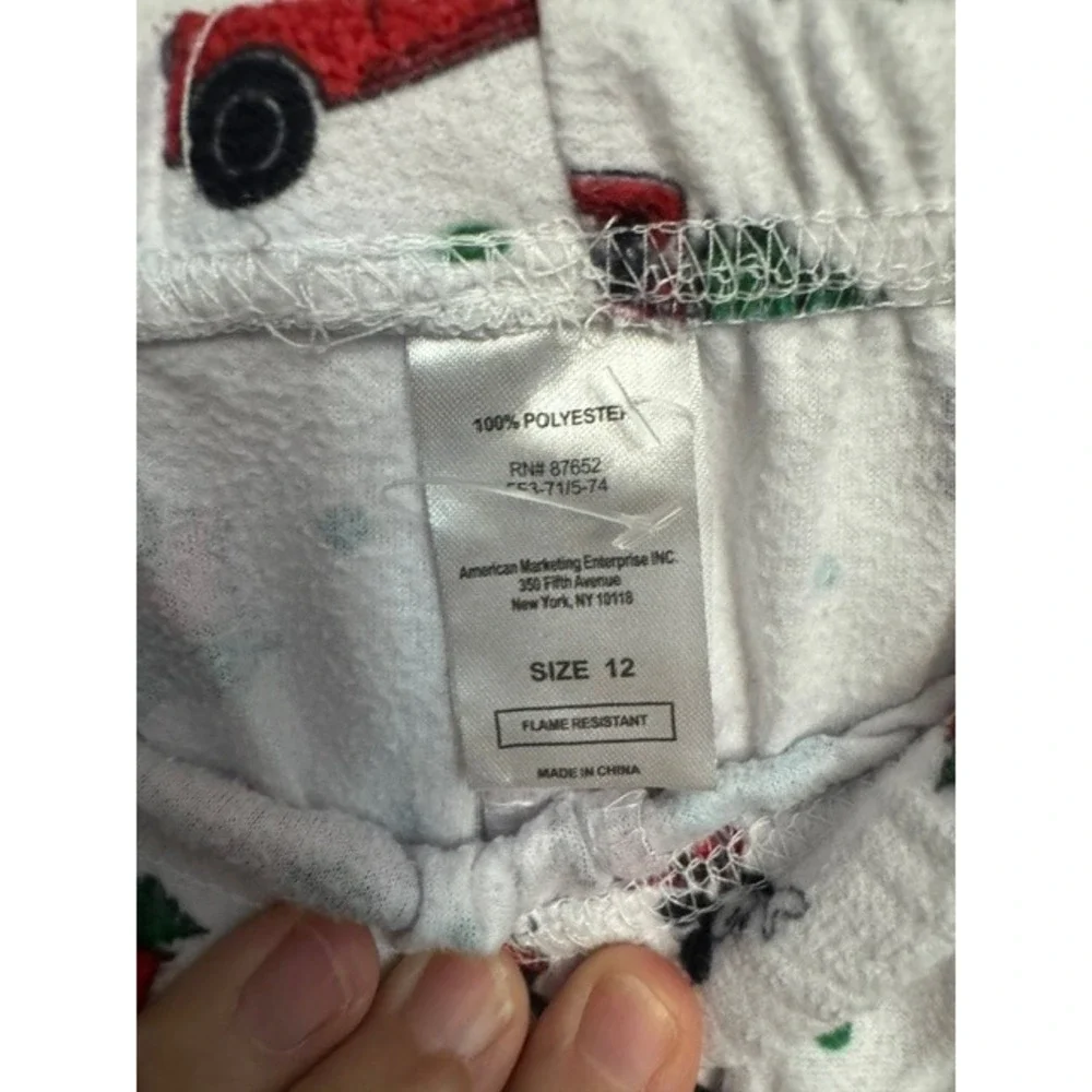 Disney Mickey Mouse Christmas Fleece Pajama Set Kids Size 12 Red Truck Holiday